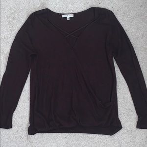 Dry Goods deep burgundy long sleeve v-neck blouse